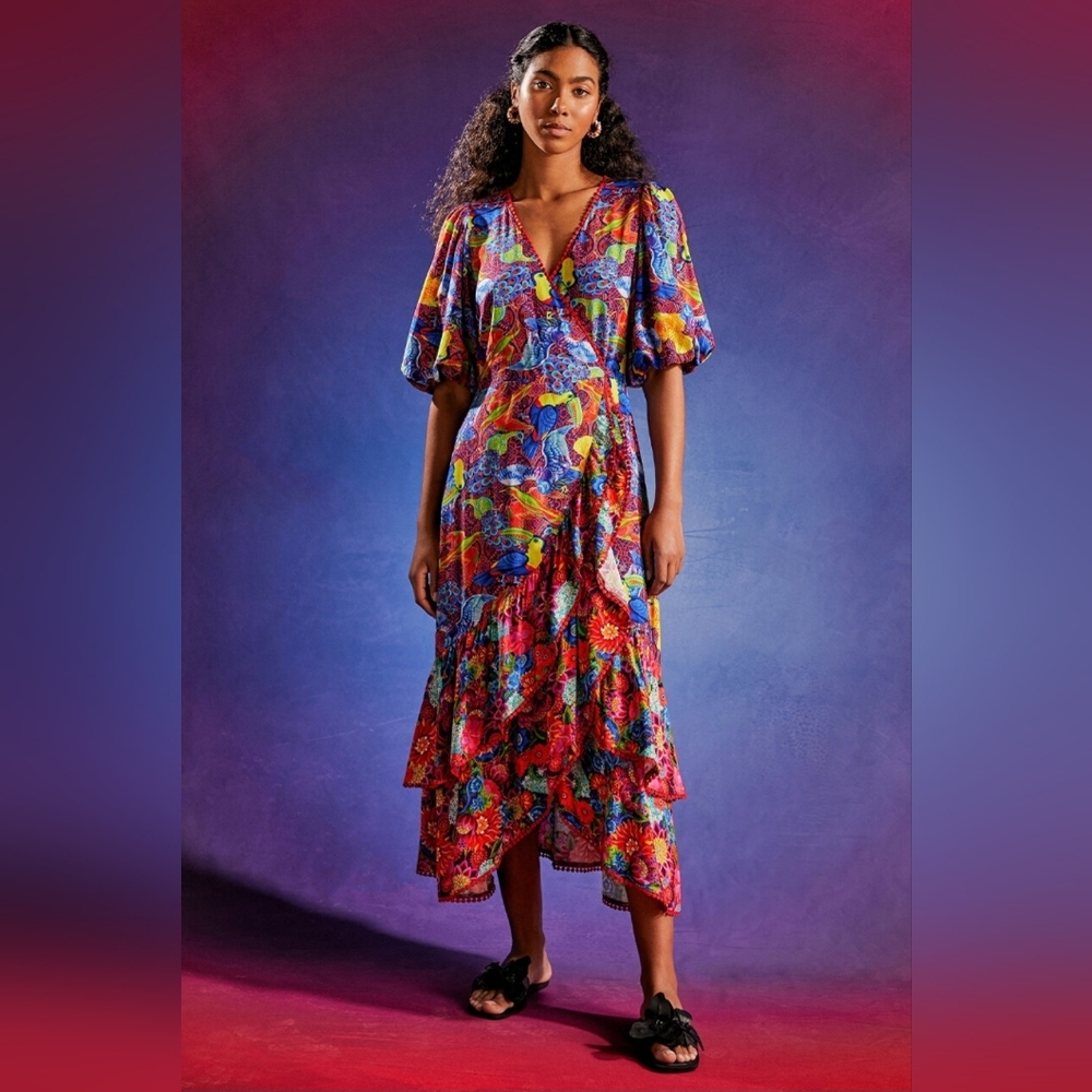 Medicine X Jane Tattersfield Bird Print Wrap Dress, BNWT, Size S